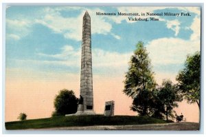 c1920s Minnesota Monument Scene In National Military Park Vicksburg MS Postcard 