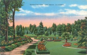 Long Beach California Recreation Park Linen Postcard