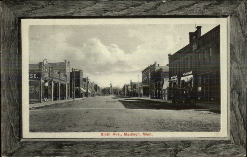 Madison MN Sixth Ave c1910 Postcard