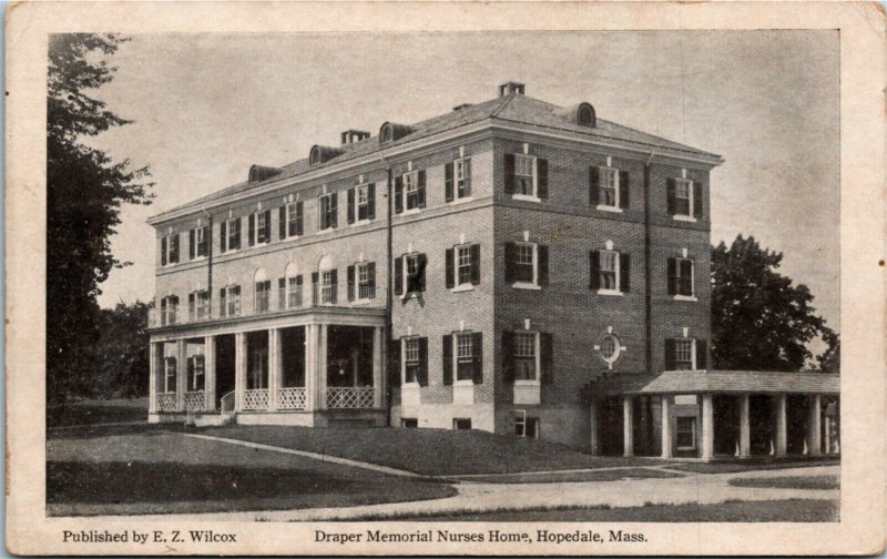 Postcard MA Worcester County Hopedale Draper Memorial Nurses Home 1920s S20 