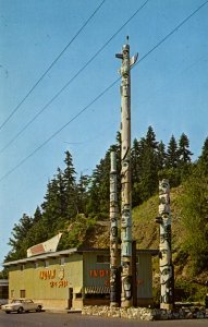 Kalama,Washington - Totem Poles by Chief Leloska - Hwy 99 - in the 1950's