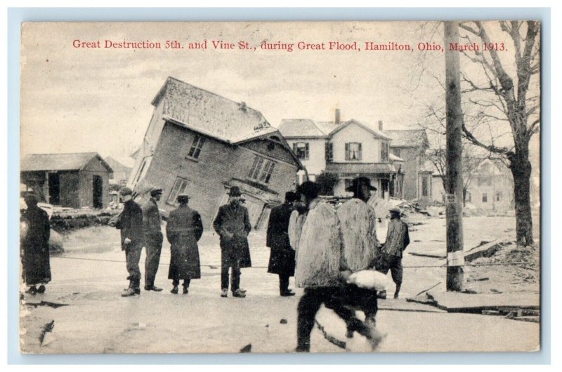 1913 Great Destruction of Hamilton Ohio OH During Great Flood Postcard