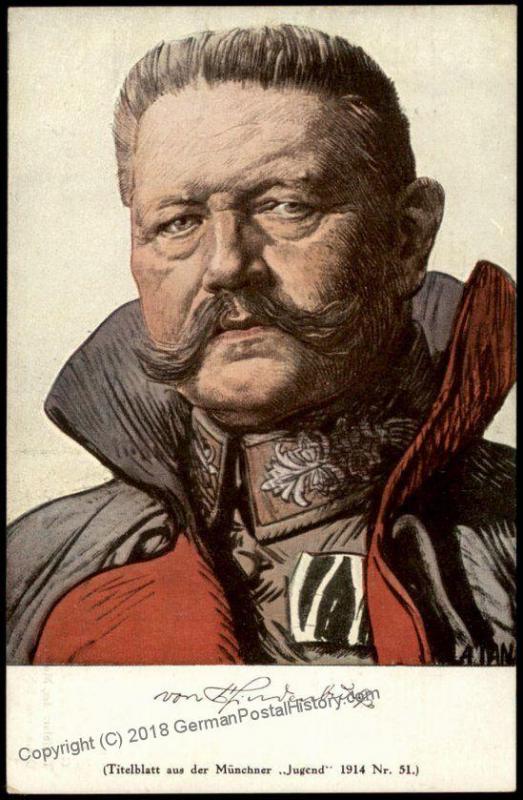 Germany WWI General von Hindenburg Feldpost Patriotic PPC 69993