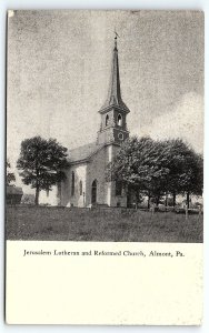 c1910 ALMONT PA JERUSALEM LUTHERAN AND REFORMED CHURCH EARLY POSTCARD P4140