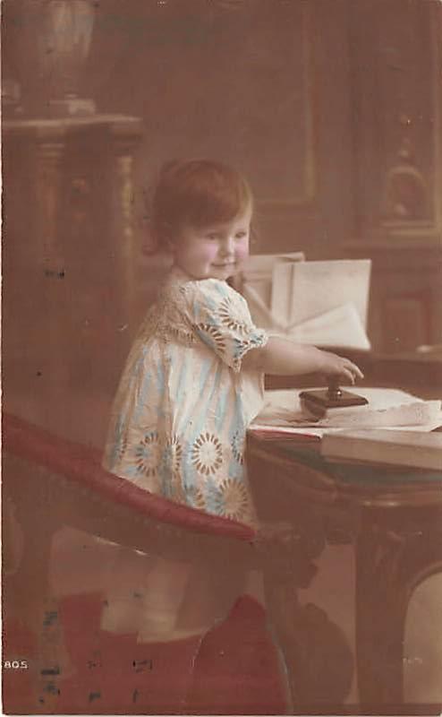 Young child with a stamp Child, People Photo 1916 