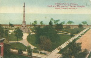 Chicago IL Woodland Park Stephen Douglas Tomb & Monument 1900s Postcard Unused