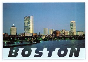 Boston Massachusetts Evening Skyline Longfellow Bridge Continental View Card