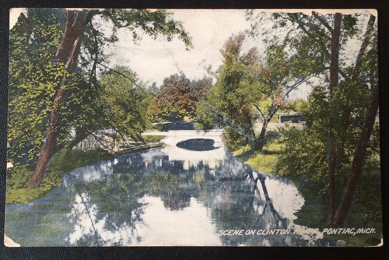 Scene on Clinton River, Pontiac, Mich. 1908 Backenstones' Book Store C11923