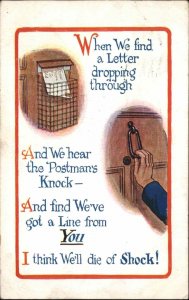 Vintage Postcard Postman Knocker Please Write