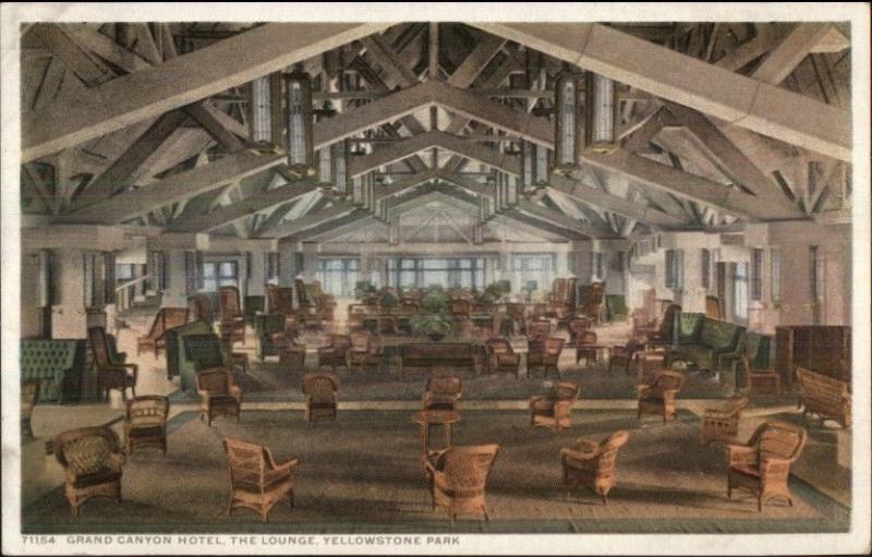 Yellowstone Grand Canyon Hotel Lounge Detroit Publishing 71154 EXC COND