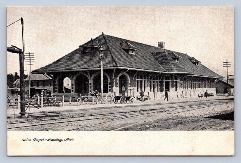 DS2/ Lansing Michigan Postcard c1910 Union Railroad Depot 29