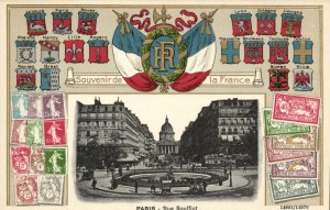 PC STAMPS, PARIS, RUE SOUFFLOT, Vintage EMBOSSED Postcard (b47931)