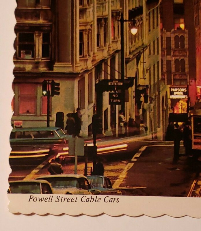 Vintage Postcard San Francisco California cable car old autos Powell Street 1981