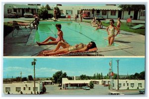 c1960 Santa Fe's Thunderbird Motel Swimming Pool Santa Fe New Mexico NM Postcard