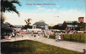 Jamaica Greeting From Jamaica Mandeville Market Vintage Postcard C065