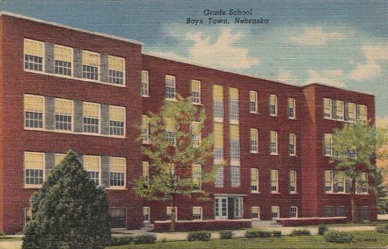 Postcard Grade School Boys Town Nebraska