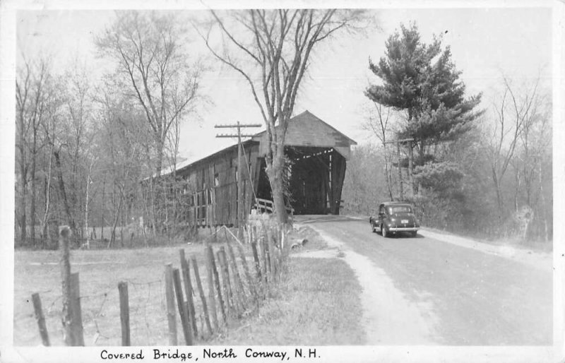 North Conway New Hampshire Covered Bridge Real Photo Vintage Postcard AA49251