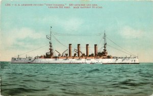 Postcard 189- US Armored Cruiser West Virginia, Unposted Mitchell c1908