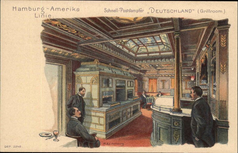 Hamburg Amerika Linie Schnell Postdampfer Deutschland Steamship c1905 Postcard