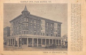 Fair Haven Vermont birds eye view outside Castle Inn antique pc BB1651