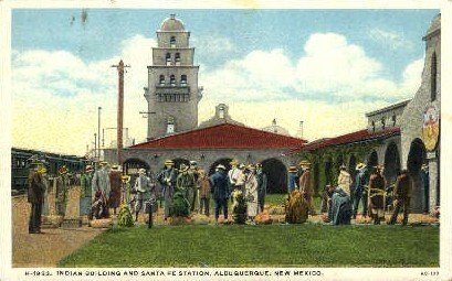 Indian Building and Santa Fe Station, Albuquerque, NM, USA Railroad Train Dep...