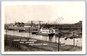 K49/ Ashtabula Harbor Ohio RPPC Postcard c1944 Coast Guard Station  143