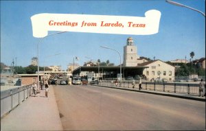 Laredo Texas TX International Bridge c1950s-60s Postcard