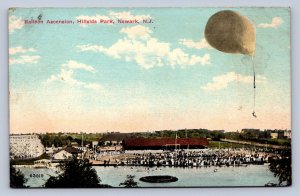 J95/ Newark New Jersey Postcard c1910 Balloon Ascension Hillside Park 502