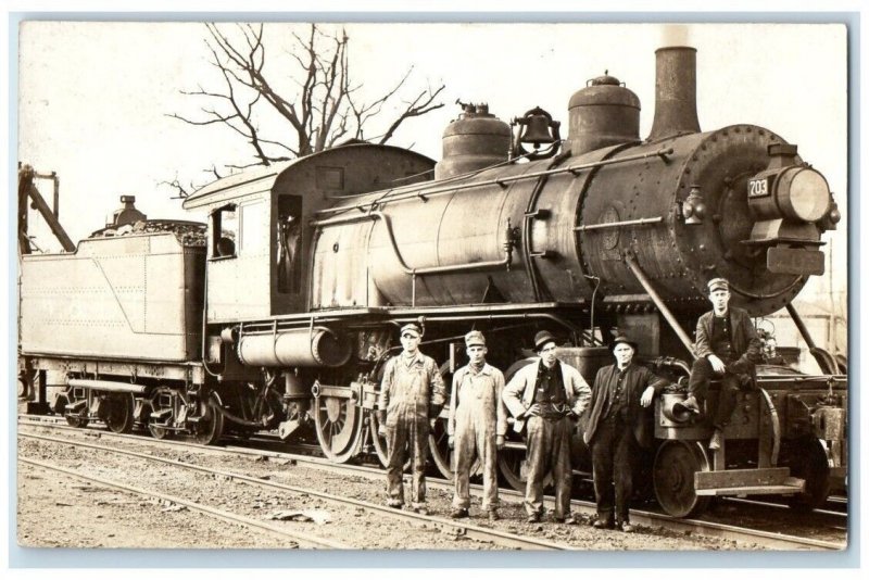 c1910 W&LE Railroad Locomotive Engineers Wheeling Lake Erie  RPPC Photo Postcard