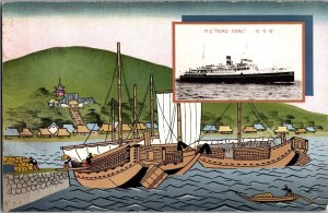 Mint Japan Ship Postcard Japanese Motor Ship Muro Maru OSK LINE Hospital
