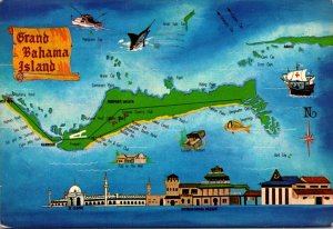 Bahamas Map Of Grand Bahama Island 1968