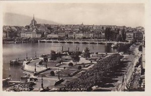 Schweiz Geneve Quai du Mont Blanc et Vue sur la Ville Real Photo