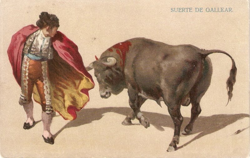 Bullffighting. Suerte de gallear· Old vintage Spanish postcard