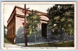 1909 HAGERSTOWN MARYLAND WASHINGTON COUNTY FREE LIBRARY ANTIQUE POSTCARD