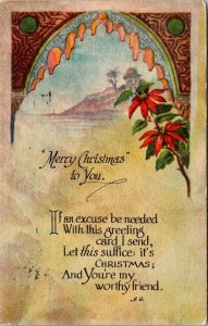 VINTAGE POSTCARD MERRY CHRISTMAS TO YOU PRINTED IN GERMANY BY GOTTSCHALK 1914