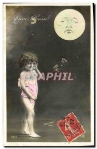 Old Postcard Fun Children Moon