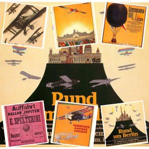 Lot of 6 modern postcards aviation aircrafts planes balloon advertising posters