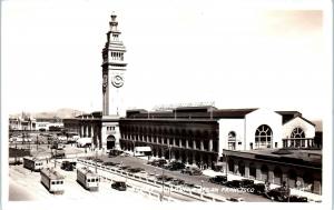 RPPC SAN FRANCISCO, CA  FERRY BUILDING Street Scene STREETCARS c1940s  Postcard