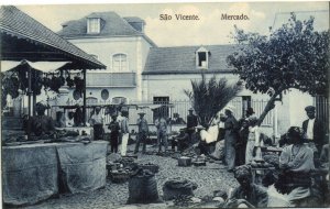 PC CPA CABO VERDE / CAPE VERDE, S. VICENTE, MERCADO, Vintage Postcard (b26738)