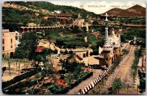 Parque Guell Barcelona Spain Largest Green Place Landscapes Postcard