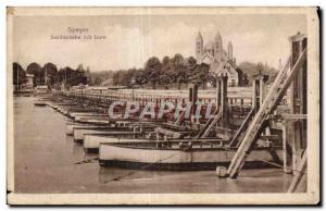 Old Postcard Speyer Schiffbrucke mit Dorn