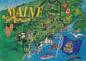 Map of Maine the Pine Tree State - Cat Maine Coon - Insect Honeybee - pm 1998