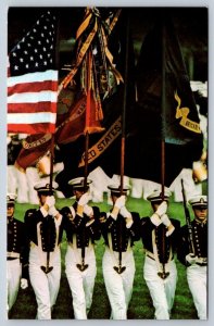 Color Guard, Flag Bearers, US Naval Academy, Annapolis MD, Vintage Postcard