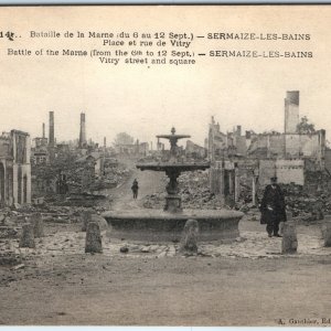 1914 Sermaize-les-Bains, France Battle Marne WWI Ruins Vitry Street Square A359