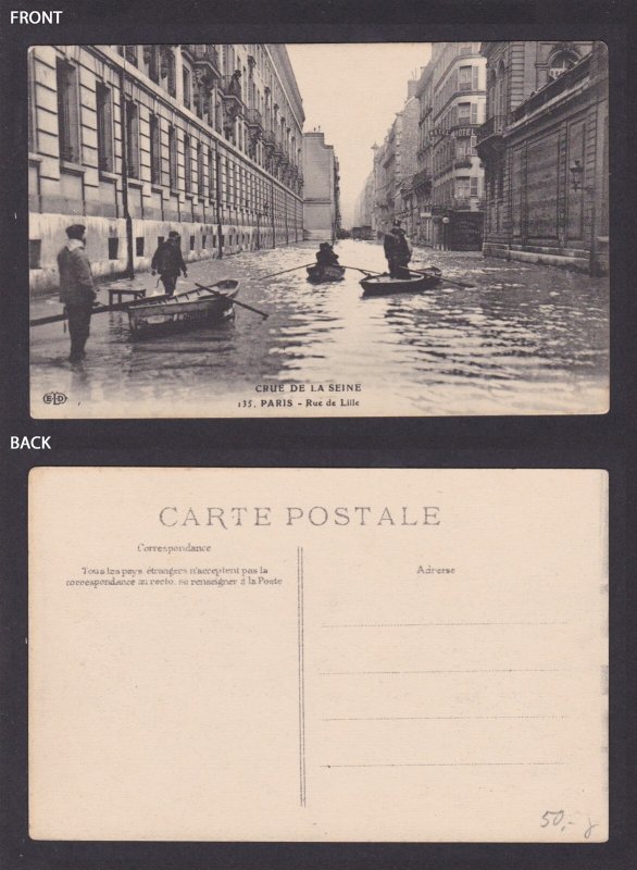 FRANCE, Postcard, Paris, The Great Flood 1910, Rue de Lille