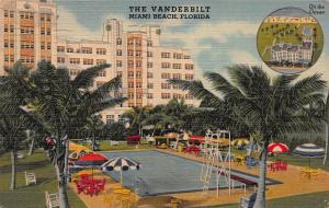 The Vanderbilt, Miami Beach, Florida, Linen Postcard, Used in 1951