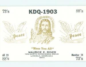 Jesus Christ RELIGIOUS - QSL CB HAM RADIO CARD Lincoln Nebraska NE t9068