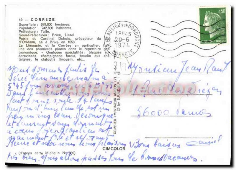 Postcard Modern Correze Tulle