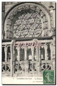 Caudebec-en-Caux Old Postcard L & # 39eglise Our Lady the rose window