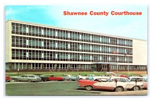 Postcard Shawnee County Courthouse Topeka Kansas Old Cars